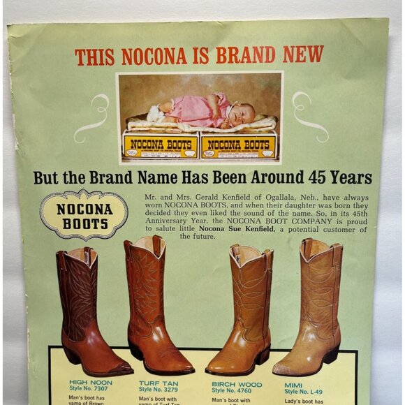 Nocona Boots Vintage Print Ad 1970s Western Cowboy Rancher Texas - Picture 4 of 6